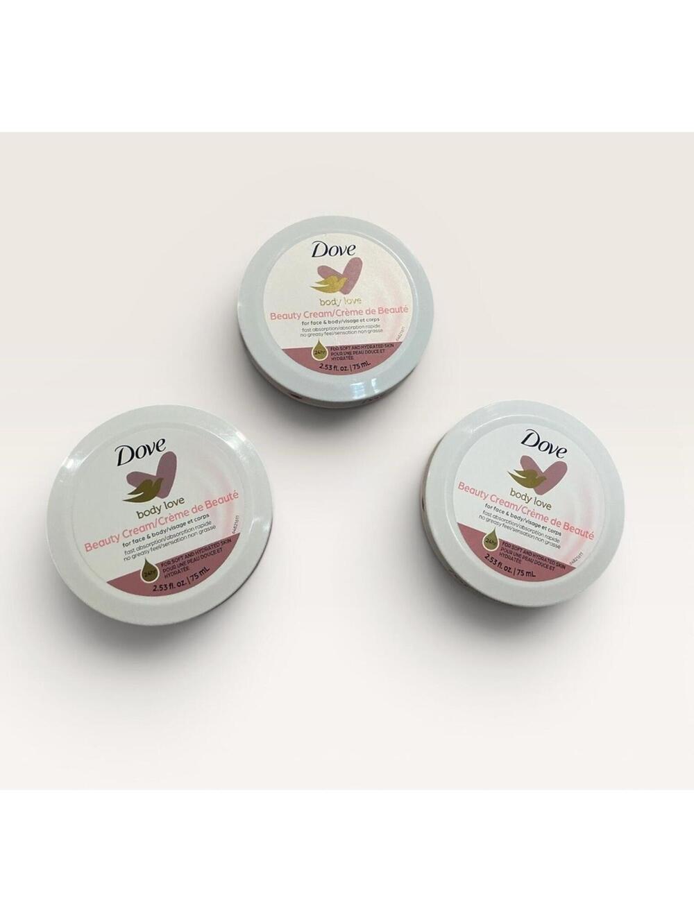Dove Body Love Beauty Cream Lightweight, Fast-Absorbing for Face and Body Lot 3
